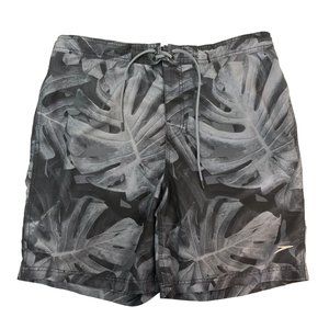 Speedo Men's Swim Trunks Built In Shorts Drawstring XL Gray Grey Polyester Spand
